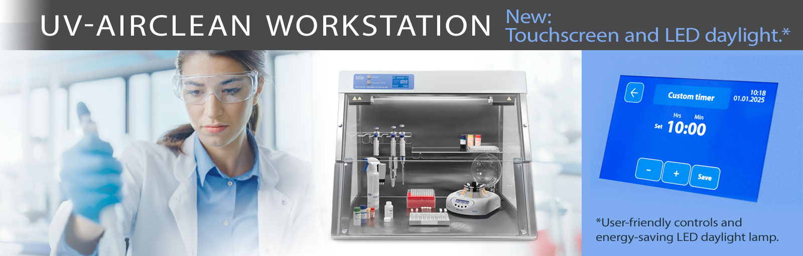 UV Airclean PCR Cabinet with Touchdisplay.